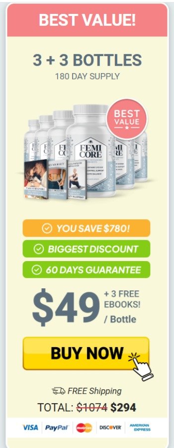 FemiCore 6 bottles best deal price