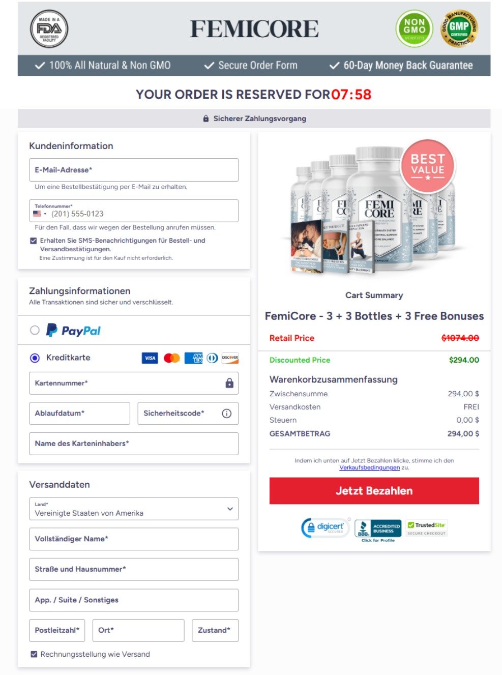 online order confirmation and payment receipt
